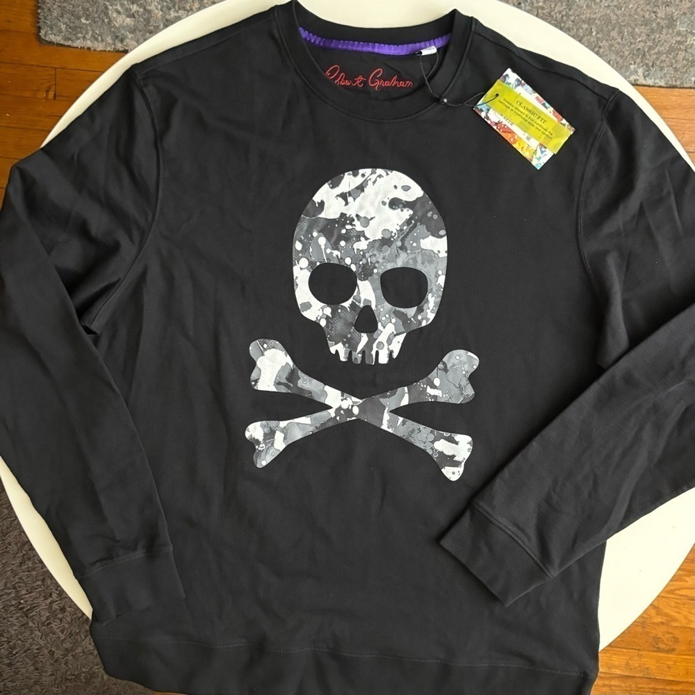 Robert Graham Men’s Classic Fit Knockout Skull Crewneck Sweater Size Medium New
